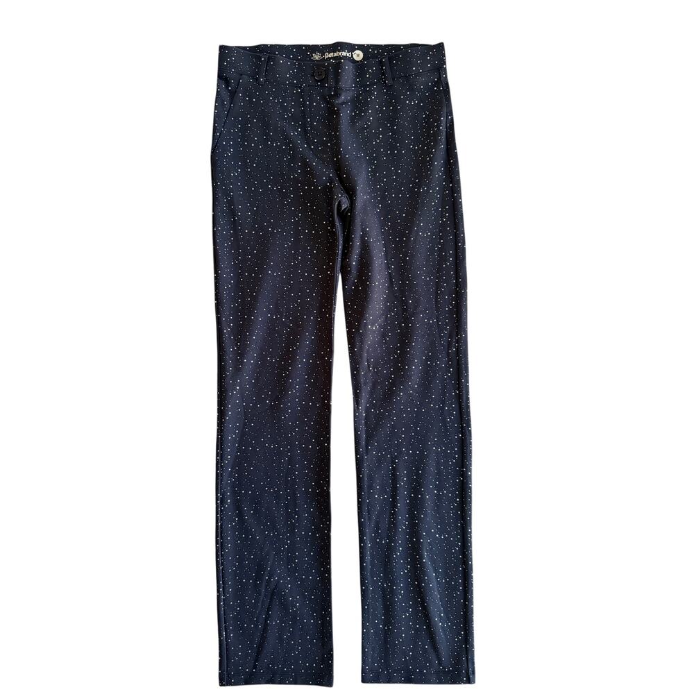 Betabrand Avenue Womens Black Star Print Leggings/Joggers Size M